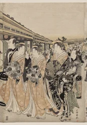 Courtisanes se promenant sur le Nakanochō