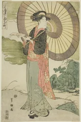 Une parodie contemporaine de Komachi prie pour la pluie (Tosei yatsushi Amagoi Komachi)