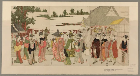 Pèlerinage du Nouvel An au temple Myohoji à Horinouchi (Horinouchi Myohoji eho mairi no zu)
