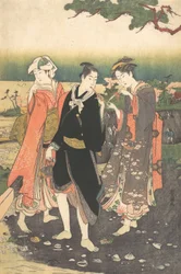 Sur la plage de Shinagawa à marée basse