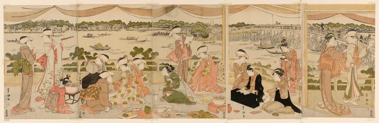 Récital sur une véranda surplombant la rivière Sumida