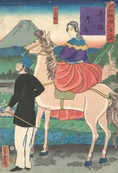 Crépuscule, regardant les oies sauvages volant vers le pont Yoshida, janvier 1861