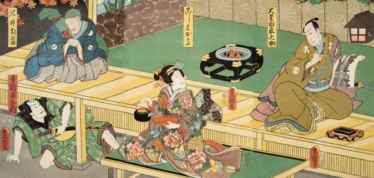 Scène du Genji monogatari (Conte de Genji) par Murasaki Shibuku (né en 978) c. 1860