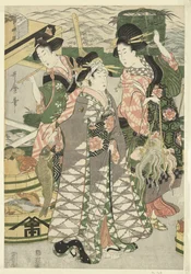 Vue du marché aux poissons sur la plage de Shiba ([Shiba] no ura uoichi no zu)