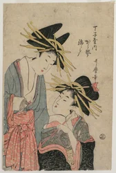 Les courtisanes Karagoto et Nishikido de Chojiya, fin des années 1800