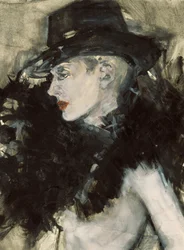 Élégante femme au chapeau noir