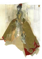 Une femme en robe dorée