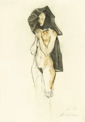 Une religieuse nue en prière