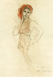 Femme pensive au turban rouge