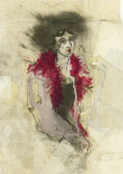 Figure stylisée aux traits expressifs