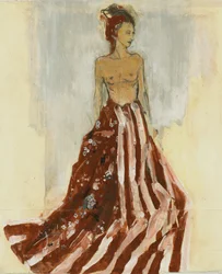 Femme en jupe fluide