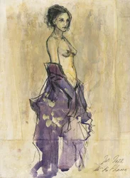 Femme en robe violette