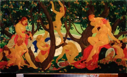 Partage des pommes (Peinture de Valentin Alexandrovich Yakovlev)