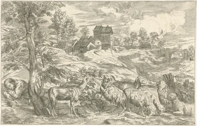 Paysage avec berger endormi