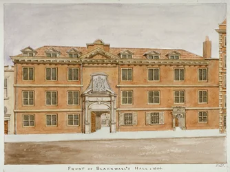 Vue de face de Blackwell Hall, City de Londres