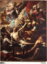 Martyr de saint Laurent sur le gril Peinture de Valerio Castello (1624-1659) Dim 236 x 182 cm Gênes, Musei di Strada Nuova (ex Palazzo Bianco)