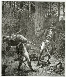 Rask le chien tuant un soldat anglais - illustration de Bug-Jargal