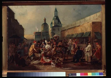 Stand de rafraîchissement près du mur chinois à Moscou