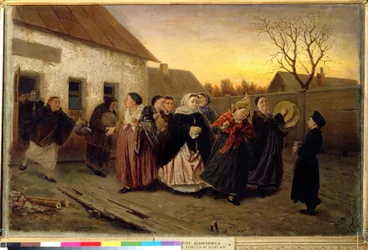 Procession de femmes sortant d