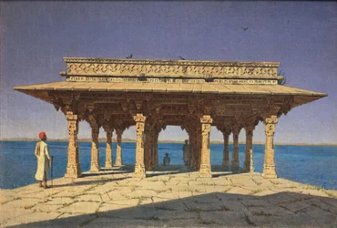 Soirée au lac, district de Jaipur, État du Rajasthan, Inde, 1874