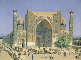 Medrasah Shir-Dhor à la place Registan à Samarkand