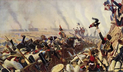 La fin de la bataille de Borodino (lithographie couleur)