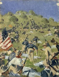 Theodore Roosevelt prenant les hauteurs de Saint-Juan
