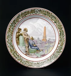 Plat de propagande soviétique, représentant un soldat de l