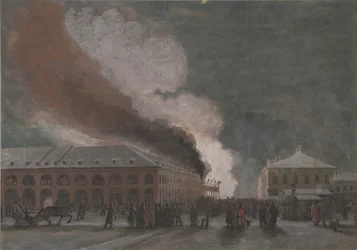 Incendie dans les rangées de commerce de sel