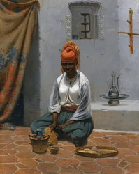 Préparation du thé à Alger, années 1840