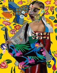 Dame aux urgences, 2023 (Acrylique sur bois)