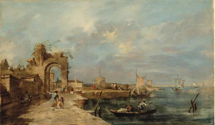 Caprice, avec arche en ruine et port de mer