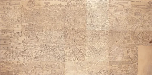 Carte du Caire, vue à vol d