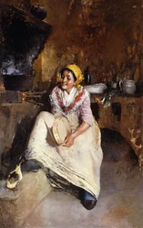 Jeune Fille avec un Tambourin