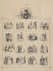 Augustin-Eugène Scribe avec des personnages, 19e siècle