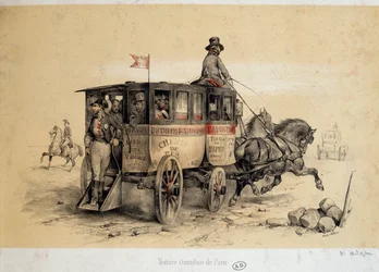 Omnibus parisien - Lithographie par Adam, vers 1840