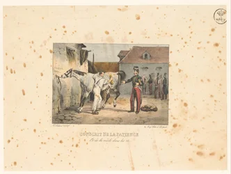 Recrue soignant un cheval (Scènes militaires)