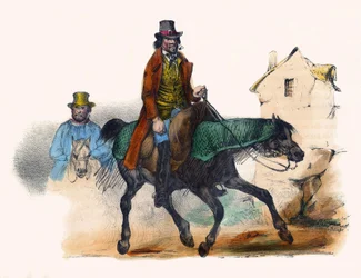 Le marchand de bœufs trottant en calculant son profit. Dans « Album Grotesque, Choix de Types Remarquables », illustrations de Victor Adam, Paris, vers 1850.