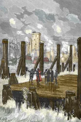 Siège de La Rochelle (1627-1628) : « Le Cardinal de Richelieu (1585-1642) sur le barrage de La Rochelle, pendant le siège de la ville, place d