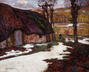 Paysanne devant la chaumière