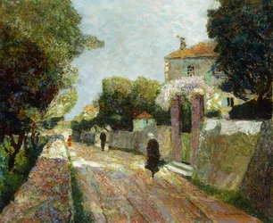 Rue de village ensoleillée