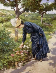 Dame dans un jardin