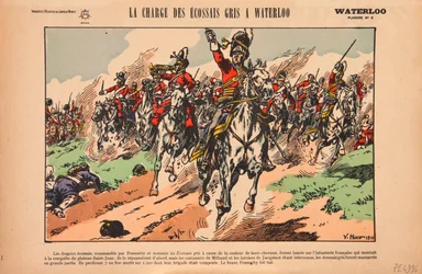 Charge des Royal Scots Greys à la bataille de Waterloo, c.1920