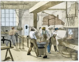 Le serrurier, litho de Janson. XIXe siècle.