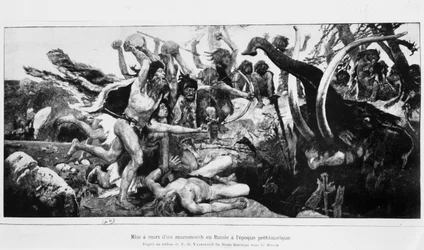 La chasse au mammouth, vers 1900