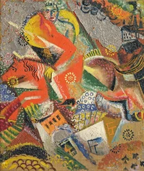 Composition avec cavalier rouge, 1920