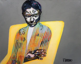 Un homme aux rayures expressives