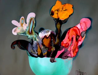 Nature morte abstraite aux couleurs vives