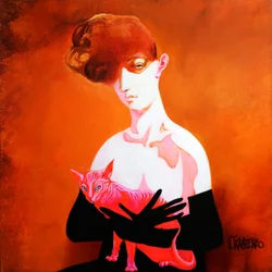Une femme tenant un chat Sphinx