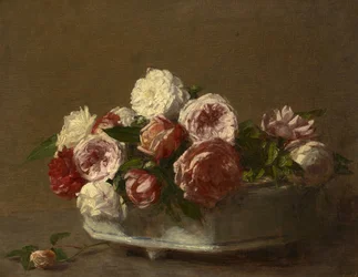 Roses dans un pot en porcelaine, vers 1875?-1900